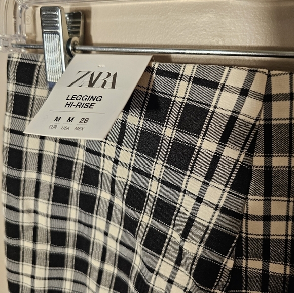 Zara Black and Cream Hi Rise Legging Women's Size Medium NWT - Picture 3 of 11